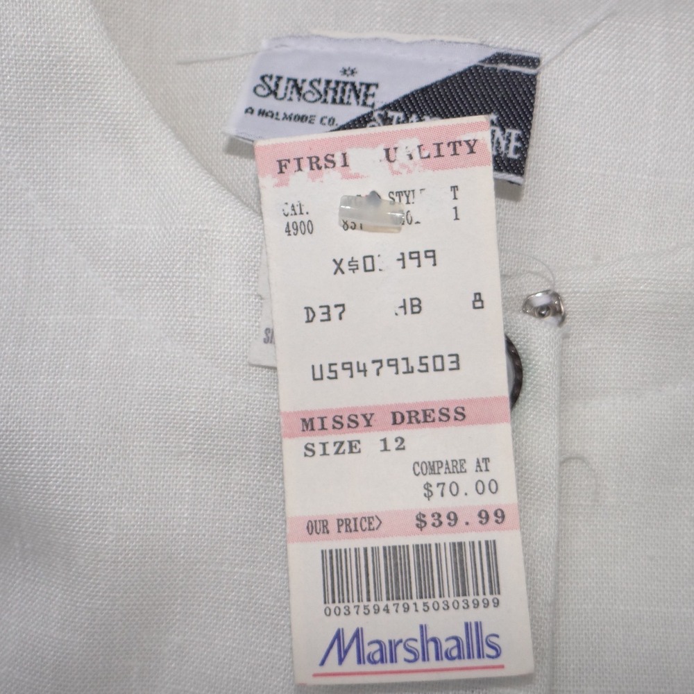 NWT Vintage Sunshine Starshine Women Navy White Pleated Drop Lace Waist Dress 12 - Picture 3 of 10